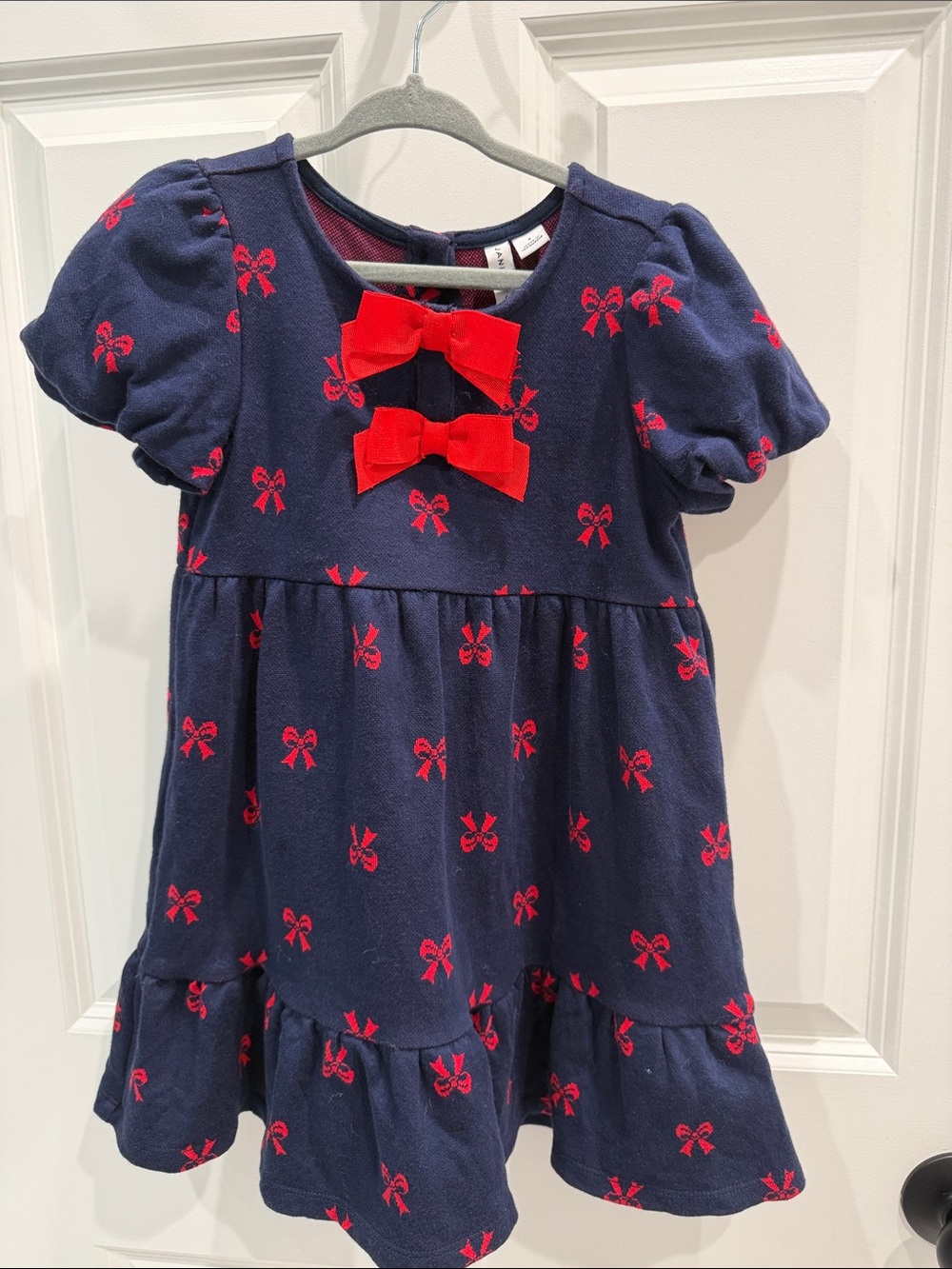 Janie and Jack Navy Dress with Red Bow Details size 4